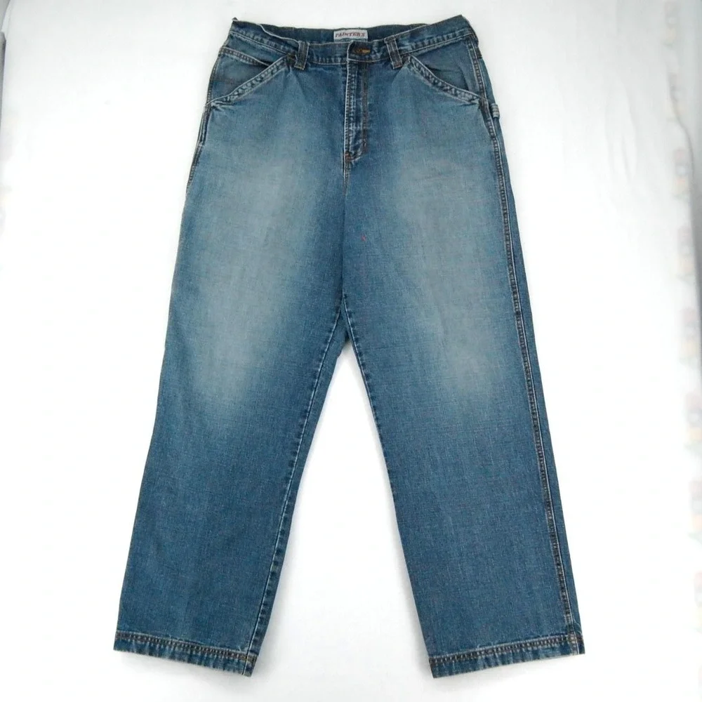 Vintage Y2K Old Navy Painters Jeans Mens 36x32 Blue Medium Wash Relaxed Baggy